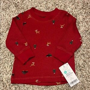 NWT Carters Christmas Kids Shirt with Animal Print size 3 months